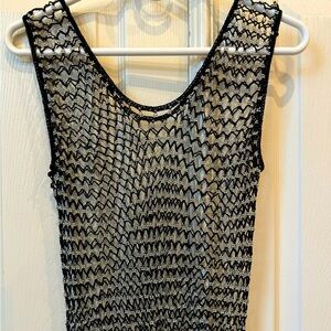 NEW silver and black beaded tank top